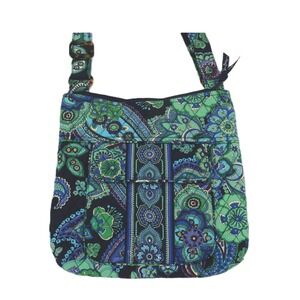 Vera Bradley Blue Rhapsody Paisley Crossbody Blue Green Floral Adjustable Strap